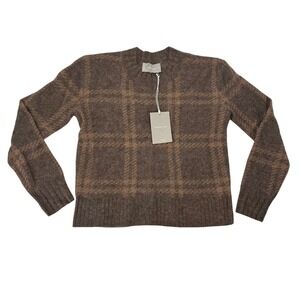 EVERLANE Alpaca Cropped Crewneck Sweater XS Colour Cocoa Tiger's Eye Academia‎